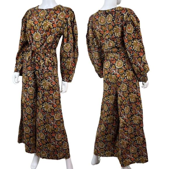 Mille Women Size M Eva Sunset Floral Puff Sleeve Wide Leg Cotton NEW Jumpsuit - Picture 1 of 15